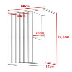 Dulap suspendat 60x37x80 cm cu 1 usa si rafturi, stil loft, finisaj craft/negru