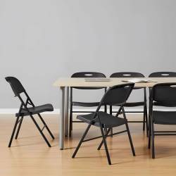 Set 2 scaune pliante 44x58x83 cm, structura metal si sezut HDPE, pliabile si usoare, negru