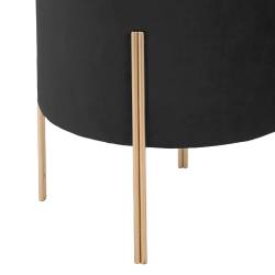 Taburet rotund Atmosphera Ilyan, 34x40 cm, catifea si MDF, negru