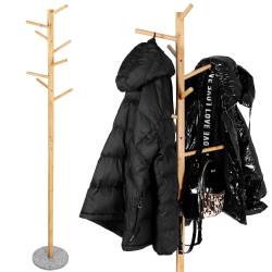 Cuier tip pom din bambus cu baza de granit, 8 agatatoare, 182cm, natur