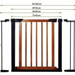 Poarta de siguranta Safety Gate pentru scari, ajustabila 96-103 cm, din otel si lemn, negru maro