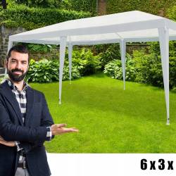 Cort pavilion de gradina, 600x300 cm, impermeabil cu rezistenta UV, alb