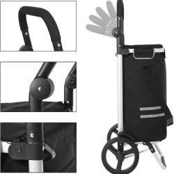 SONGMICS Carucior de cumparaturi piata, pliabil, compartiment frigorific, multifunctional, 44x35x100 cm, negru