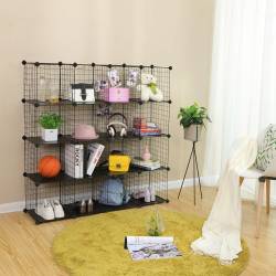 SONGMICS Organizator cu 16 cuburi modulare de depozitare, configurabil, metalic, 123x31x123cm, negru