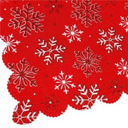 Fata de masa pentru decor, cu motive de Craciun, din stofa, 34x187 cm, rosu