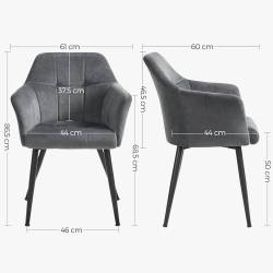 SONGMICS Scaun living tapitat din catifea cu cotiere, sarcina 110 kg, 61x60x87 cm, gri