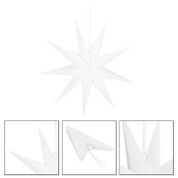 Stea decorativa 3D din hartie, cu 9 colturi, 60 cm, alba
