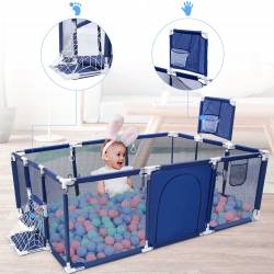 Tarc loc de joaca XXL pentru copii sau bebe, material textil, albastru, 230x122x62cm
