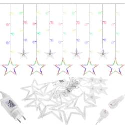 Ghirlanda luminoasa tip perdea cu stelute 138 LED-uri, 2m, pentru interior/exterior, iluminare multicolor