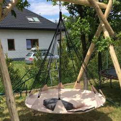 Leagan de gradina XXL Sersimo, suspendat tip pat, 150cm, bej