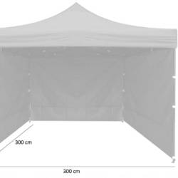 Cort tip pavilion cu 3 pereti laterali, structura solida otel si acoperis impermeabil PVC, 3x3 m cu inaltime reglabila, gri