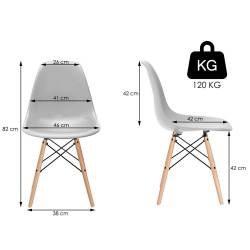 Scaun dining Scandinav pentru bucatarie, 38x42x82cm, alb