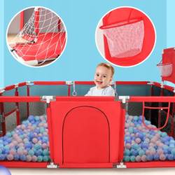 Tarc loc de joaca XXL pentru copii sau bebe, material textil, rosu, 230x122x62cm