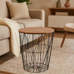 Masuta cafea Atmosphera Kumi, otel si MDF, 47x57 cm, negru