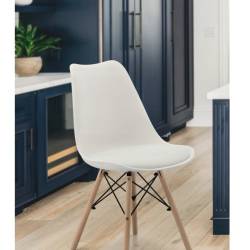Set 4 scaune de bucatarie, design scandinav modern, sezut cu burete, alb