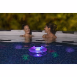 Lampa plutitoare cu LED pentru piscina Bestway FloatBright, 4 culori, 7 moduri, functionare cu 3 baterii AA