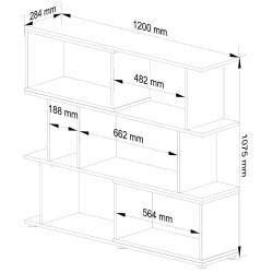 Etajera modulara cu 6 rafturi pentru depozitare, PAL laminat 16 mm, 120x28x108 cm, alb