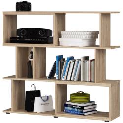 Etajera modulara cu 6 rafturi pentru depozitare, PAL laminat 16 mm, 120x28x108 cm, stejar sonoma