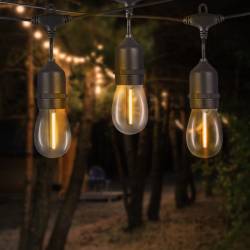 Ghirlanda luminoasa decorativa pentru exterior, alimentare la priza, 10 metri, 10 becuri LED cu iluminare calda 3000K, IP 44