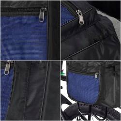 Geanta portbagaj bicicleta dubla, buzunare laterale, 32x30x28cm, negru albastru reflectorizant, 15 litri