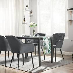 SONGMICS Scaun living tapitat din catifea cu cotiere, sarcina 110 kg, 63x60x85 cm, gri
