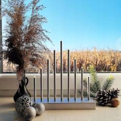 Sfesnic decorativ de Advent cu 9 lumanari LED, argintiu