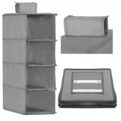 Organizator dulap Sersimo, 4 compartimente, textil, 80cm, gri
