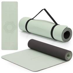 Saltea yoga antiderapanta din TPE, 183x61x0.6 cm, cu curea transport, verde