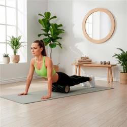 Rola pentru masaj si stretching din spuma EVA, duritate medie 50 Shore A, 33x14 cm, negru si verde