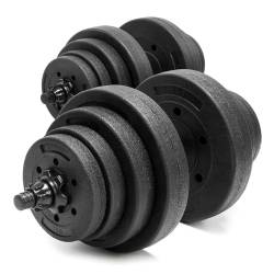 Set gantere si bara ajustabila 20 kg, 12 discuri, conector metalic cu spuma, negru