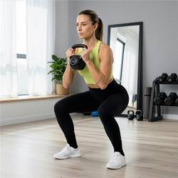 Kettlebell 2 kg, bitum cu invelis rezistent ABS, 19x16 cm, negru
