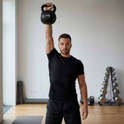 Kettlebell 14 kg, bitum cu invelis rezistent ABS, 26x22x28 cm, negru