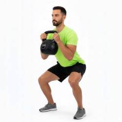 Kettlebell 16 kg, bitum cu invelis rezistent ABS, 28x23x30 cm, negru