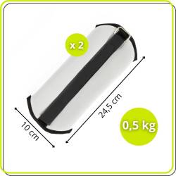 Greutati pentru incheietura mainii si glezna 2x0,5 kg, neopren si nisip fier, 25x10 cm, gri