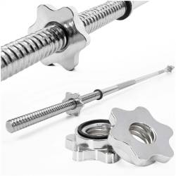 Bara haltera pentru greutati, 180 cm, diametru 25 mm, otel cromat, incarcare maxima 140 kg, argintiu