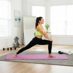 Saltea fitness antiderapanta din NBR, 183x61x1 cm, cu curea transport, roz