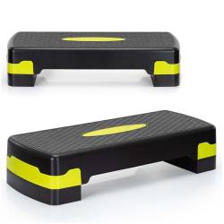 Stepper aerobic, ajustabil in 2 trepte, antiderapant, maxim 350 kg, 68x29x15 cm, negru si verde