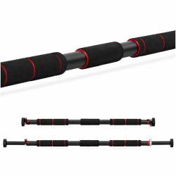 Bara tractiuni reglabila pentru usa 82-130 cm, otel si spuma NBR, capacitate 300 kg, negru