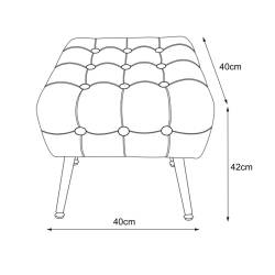 Taburet tapitat Quadra, velur, cu picioare metalice, 40x40x42 cm, roz pudra
