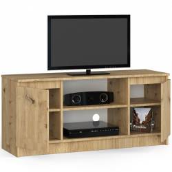 Comoda TV cu 2 usi si o polita, PAL laminat 16 mm, 120x40x55 cm, stejar artisan