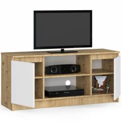 Dulap pentru depozitare cu 2 usi si 6 rafturi, PAL laminat, 120x40x55 cm, stejar artizanal/alb