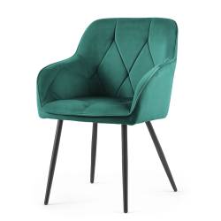 Set 2 scaune dining tapitate din catifea Diamante, 55x58x83 cm, maxim 120 kg, verde