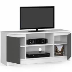 Dulap pentru depozitare cu 2 usi si 6 rafturi, PAL laminat, 120x40x55 cm, alb/gri grafit