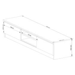 Comoda TV cu 2 usi si rafturi centrale, PAL laminat, 160x40x33 cm, stejar artisan
