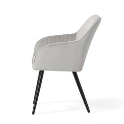 Set 2 scaune dining tapitate din velur Florence, 55x58x82 cm, maxim 120 kg, gri
