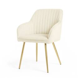 Set 2 scaune dining tapitate din velur Florence, 55x58x82 cm, maxim 120 kg, crem