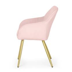 Set 2 scaune dining tapitate din velur Florence, 55x58x82 cm, maxim 120 kg, roz