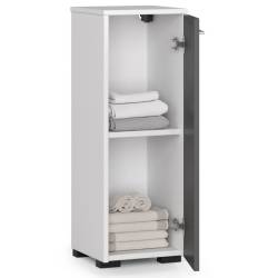 Dulap de baie tip baza, cu usa reversibila si raft interior, PAL 16 mm, 30x30x85 cm, alb si gri