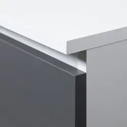 Dulap cu usa si 8 etajere, PAL laminat 16 mm, 80x35x180 cm, alb si gri