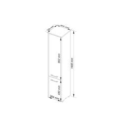 Dulap baie tip coloana cu 2 usi si 5 rafturi, PAL laminat, 30x30x140 cm, alb si stejar sonoma